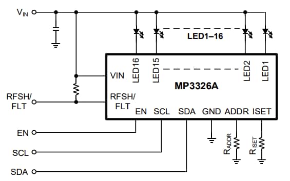 Application Circuit Diagram - Monolithic Power Systems (MPS) MP3326A LED Drivers